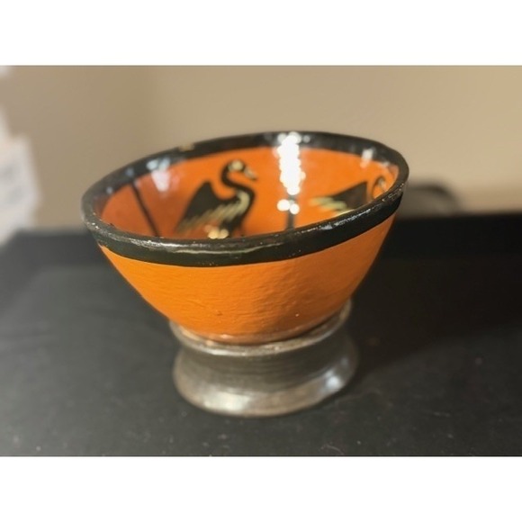 Acropolis Museum Orange Bird Ceramic Bowl Miniature Replica with Base - Picture 2 of 6